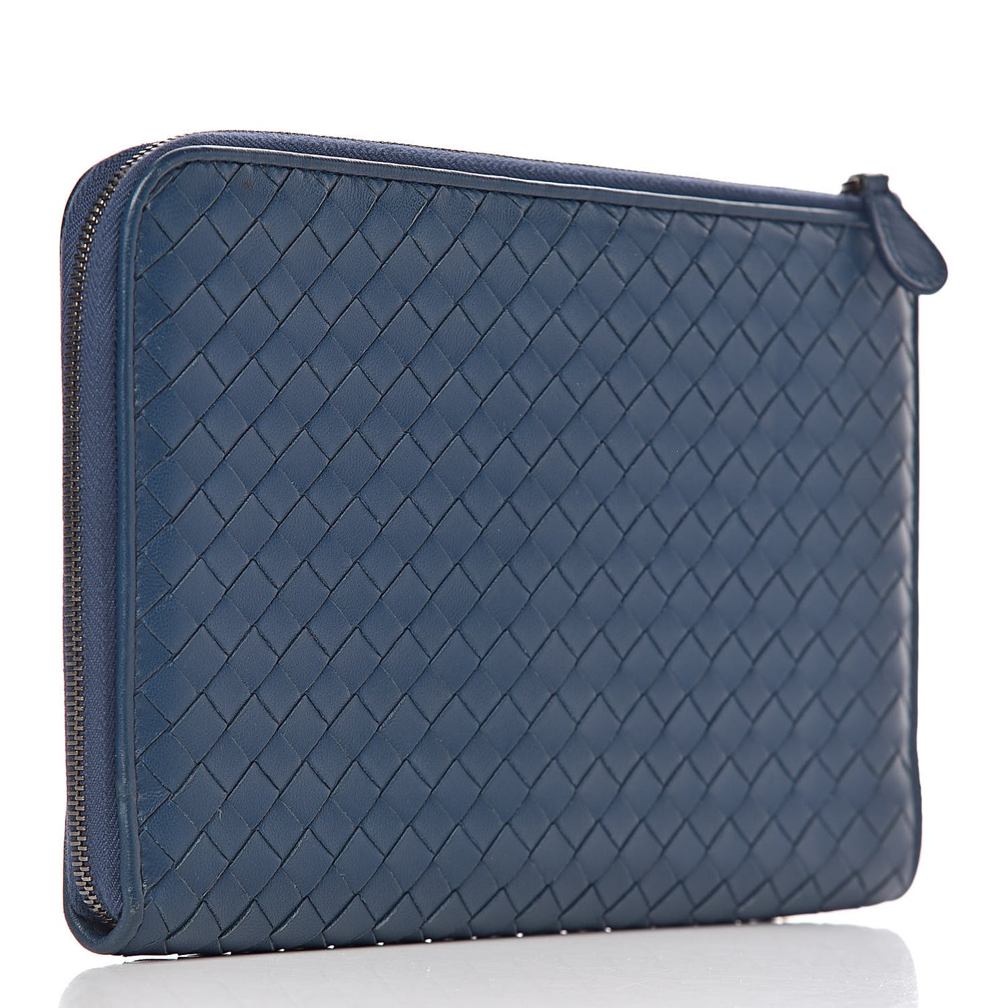 Nappa Intrecciato Flat Zip Pouch Denim