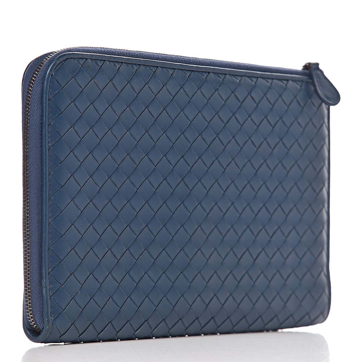 Bottega Veneta Nappa Intrecciato Flat Zip Pouch Denim 3 of 8