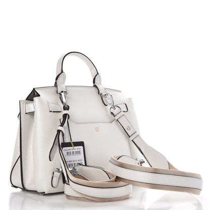 MCM Grained Calfskin Medium Milla Convertible Backpack White Flake 4 of 8