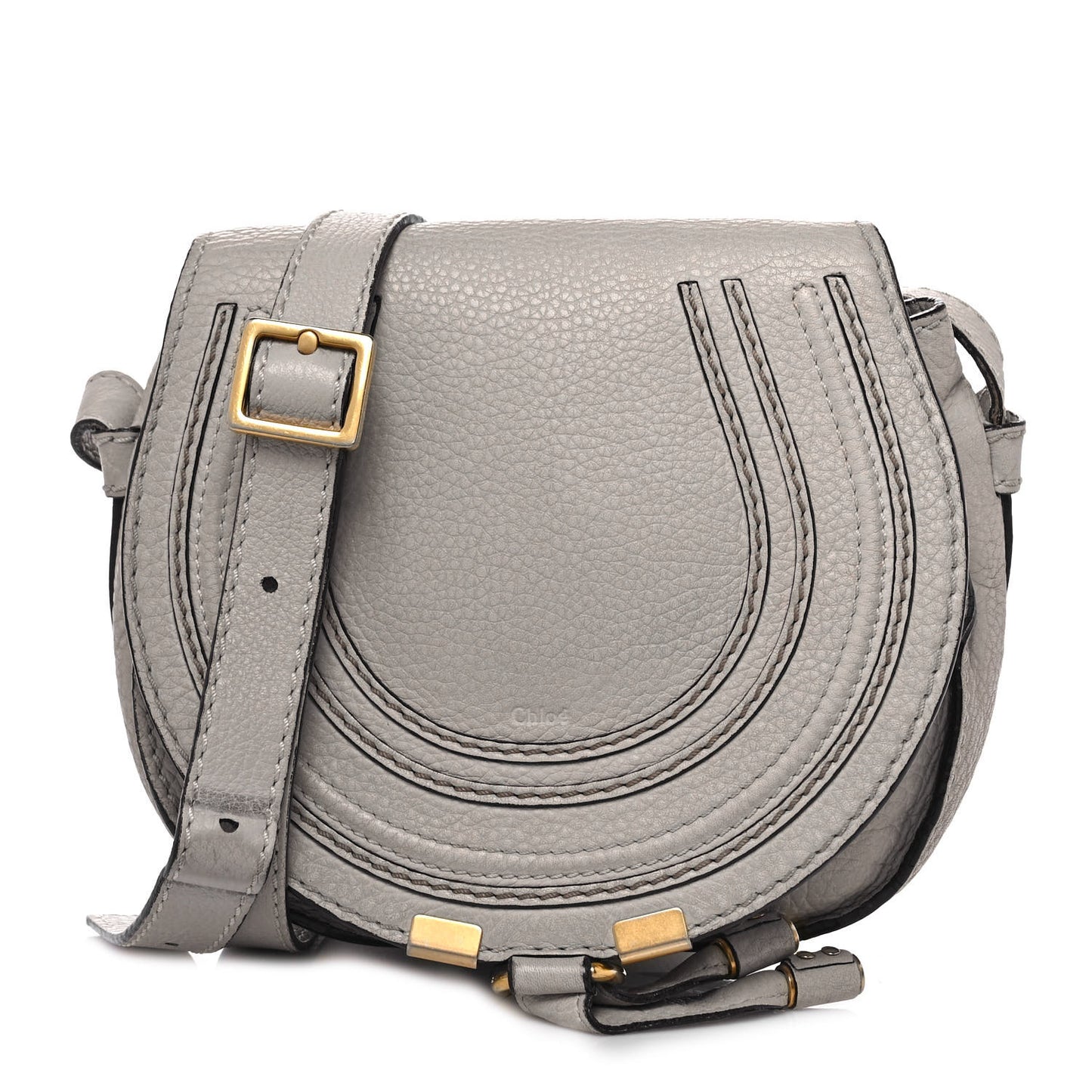 Calfskin Mini Marcie Round Crossbody Bag Cashmere Grey