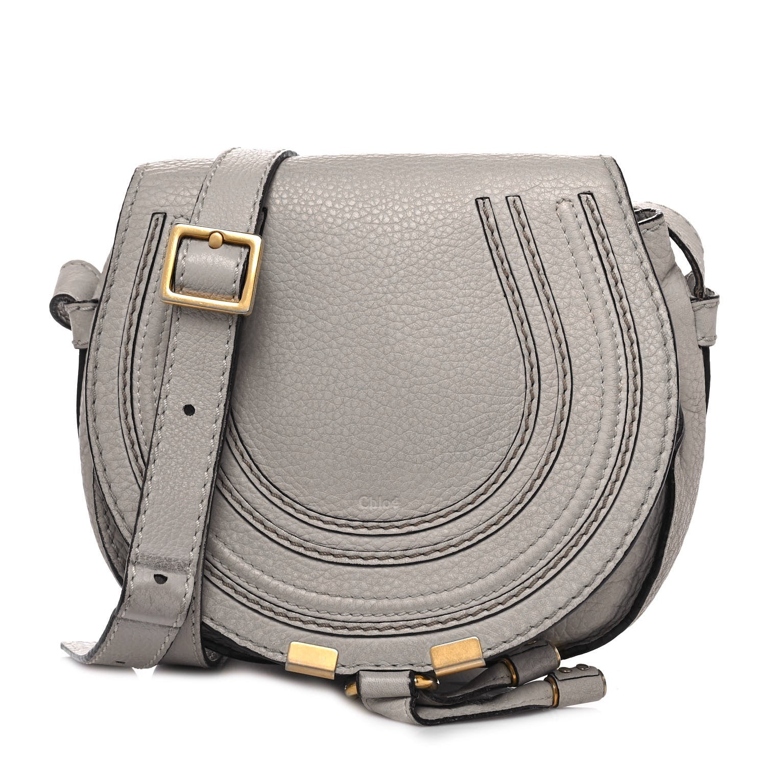 Chloe Calfskin Mini Marcie Round Crossbody Bag Cashmere Grey 1 of 10