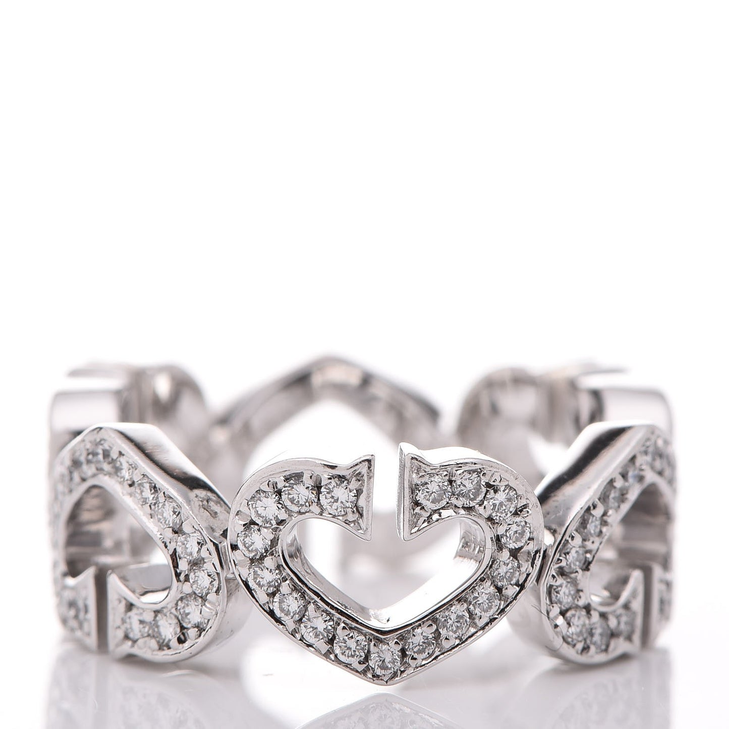 18K White Gold Diamond Hearts and Symbols Paved Ring 47 4