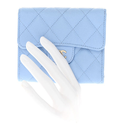 Chanel Caviar Quilted Compact Flap Wallet Light Blue 2 of 10