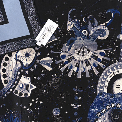 Christian Dior CHRISTIAN DIOR Silk Zodiac Fantastico Square Scarf Blue 3 of 4