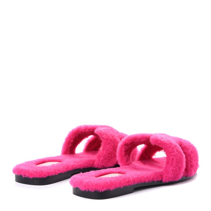 Hermes Woolskin Oran Sandals 39 Rose Fuchsia 3 of 4