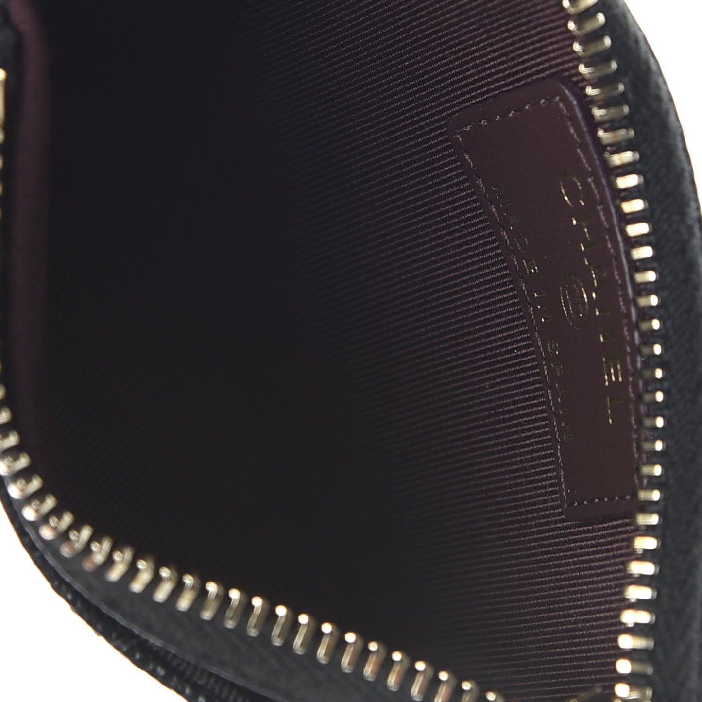 Caviar Quilted CC Zip Card Holder Black