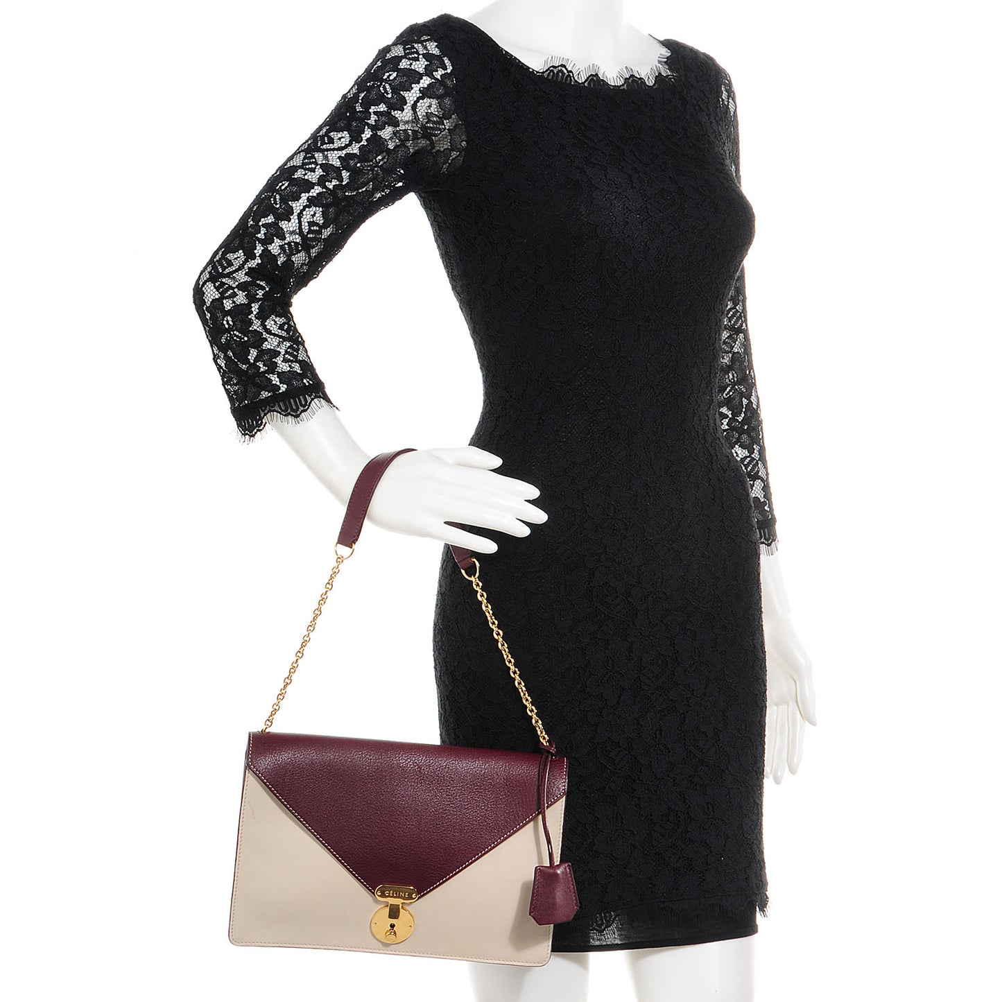 Calfskin Envelope Shoulder Bag Burgundy