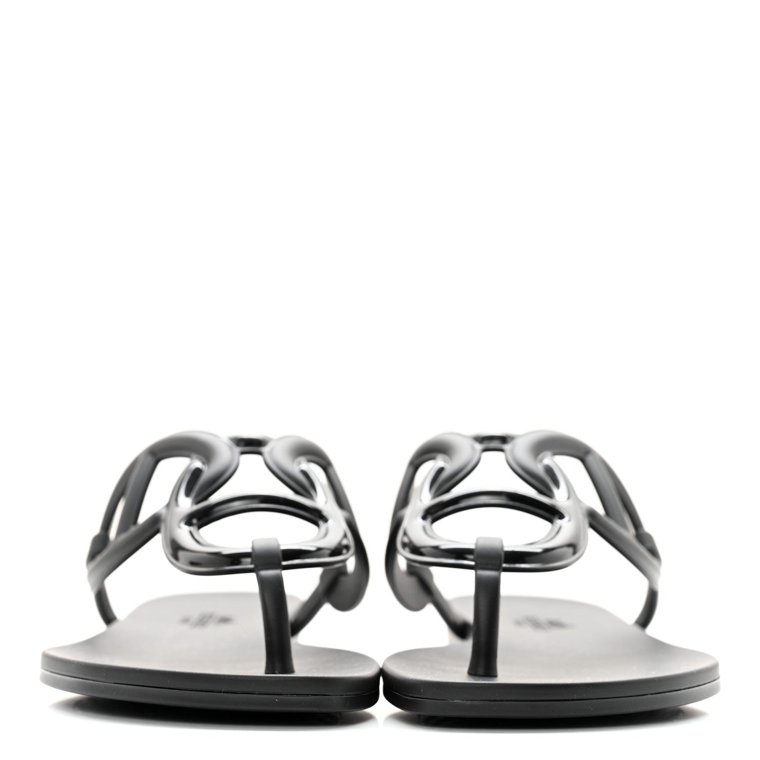 Hermes Rubber Womens Egerie Sandals 36 Black 2 of 8