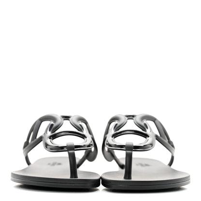 Hermes Rubber Womens Egerie Sandals 36 Black 2 of 8