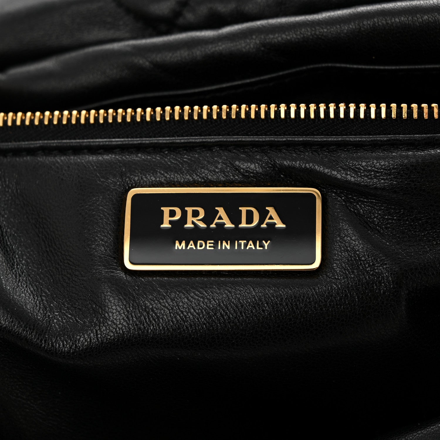 Prada Nappa Soft Padded Logo Embossed Triangle Quilted Shoulder Bag Black 6 of 10