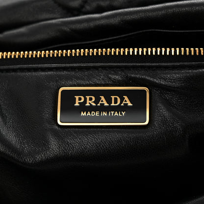 Prada Nappa Soft Padded Logo Embossed Triangle Quilted Shoulder Bag Black 6 of 10