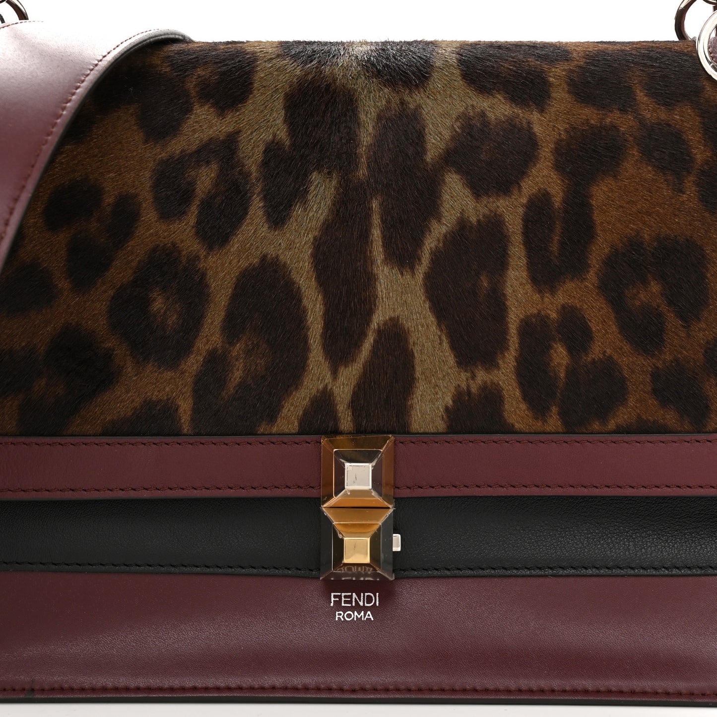 Vitello Pelo Dolce Liberty Lucido Sfumato Leopard Kan I Shoulder Bag Grigio Marrone Bordeaux