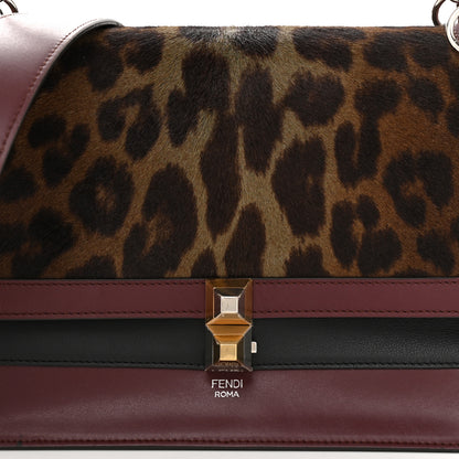 Fendi Vitello Pelo Dolce Liberty Lucido Sfumato Leopard Kan I Shoulder Bag Grigio Marrone Bordeaux 8 of 10