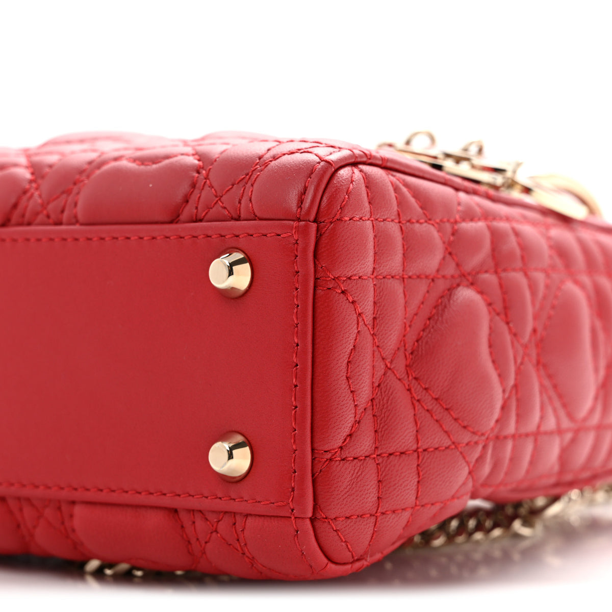 Christian Dior Calfskin Cannage Dioramour Mini Lady Dior Bag Bright Red 10 of 13