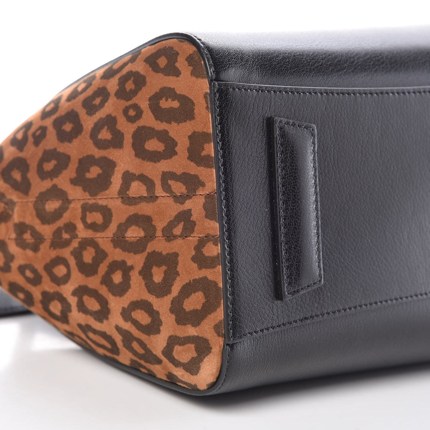 Calfskin Suede Leopard Print Small Antigona Black