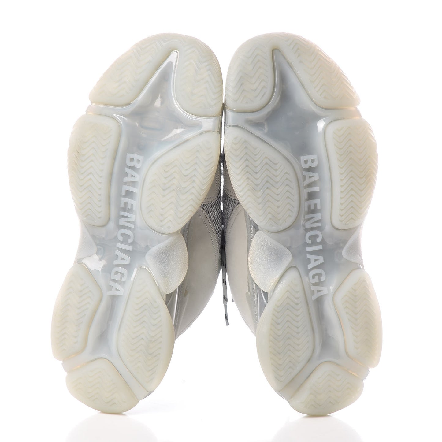 Fabric Mesh Clear Sole Mens Triple S Sneakers 45 Pearl Grey
