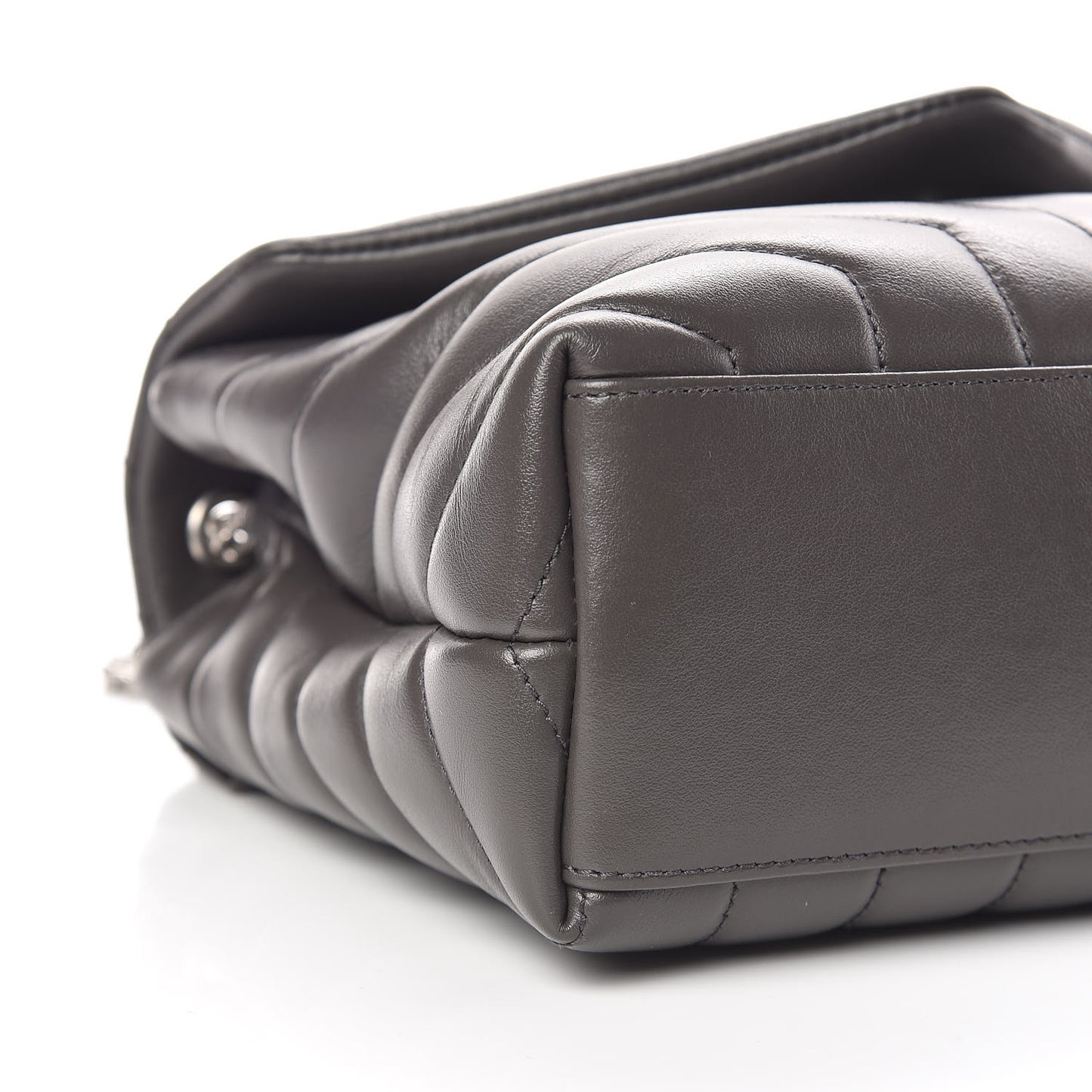 Calfskin Y Quilted Monogram Small Loulou Chain Satchel Asphalt