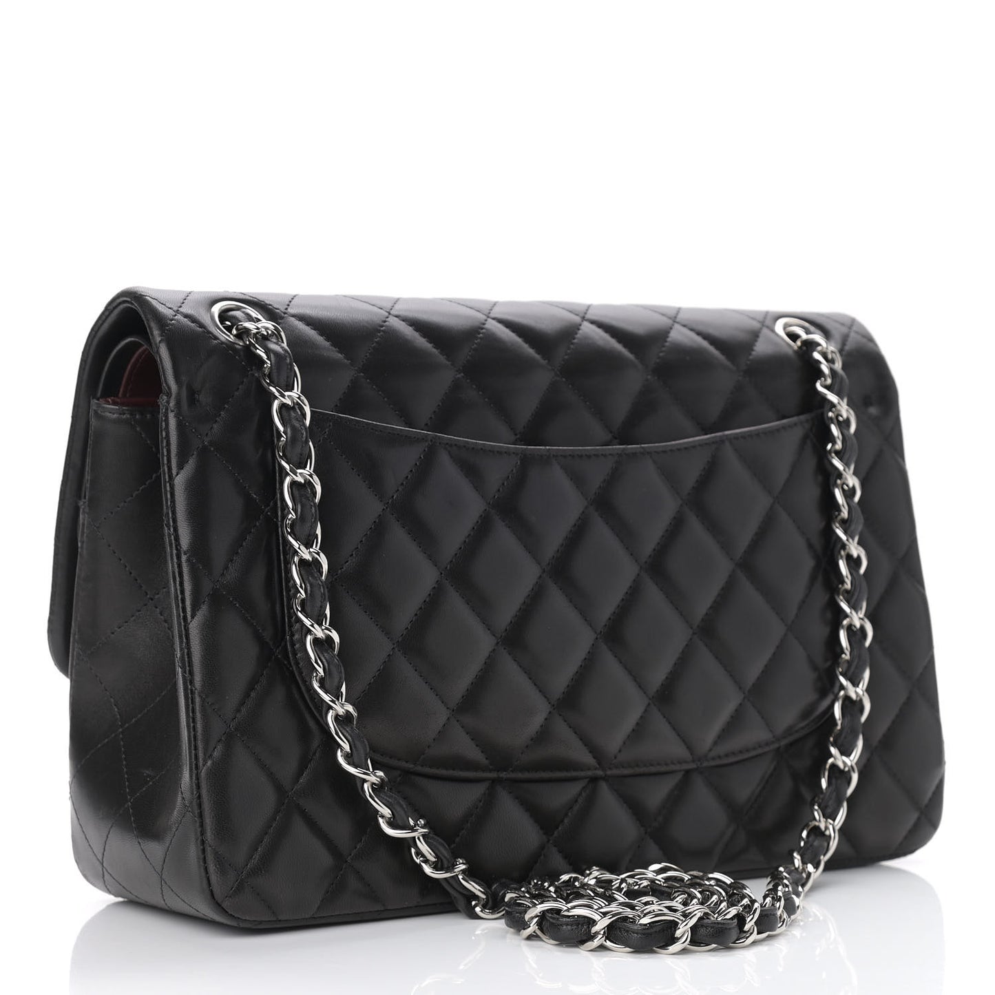 Lambskin Quilted Jumbo Double Flap Black