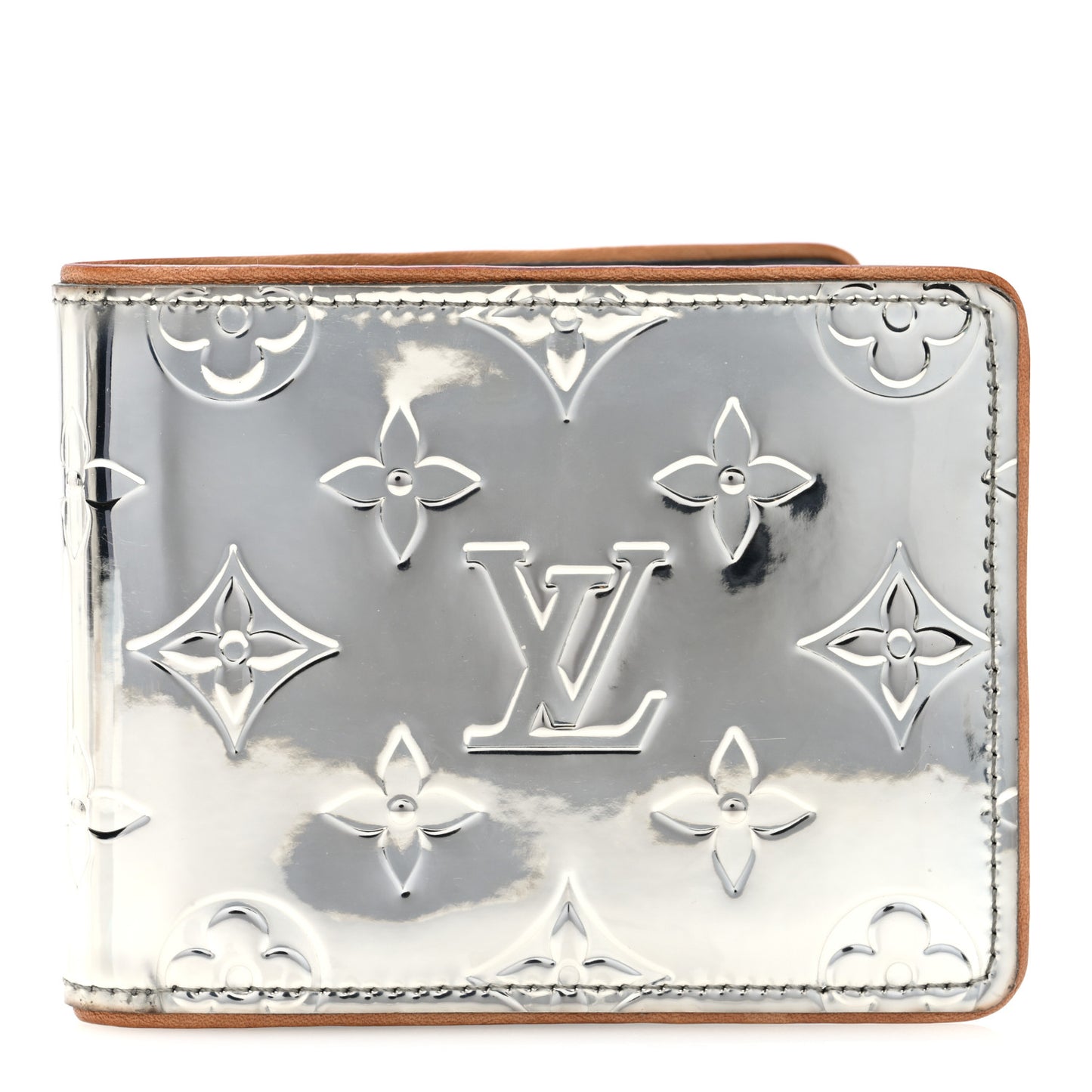 Monogram Mirror Slender Wallet Silver