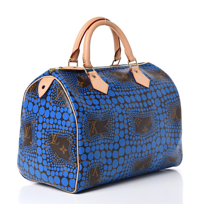Louis Vuitton Monogram Kusama Town Speedy 30 Blue 2 of 10