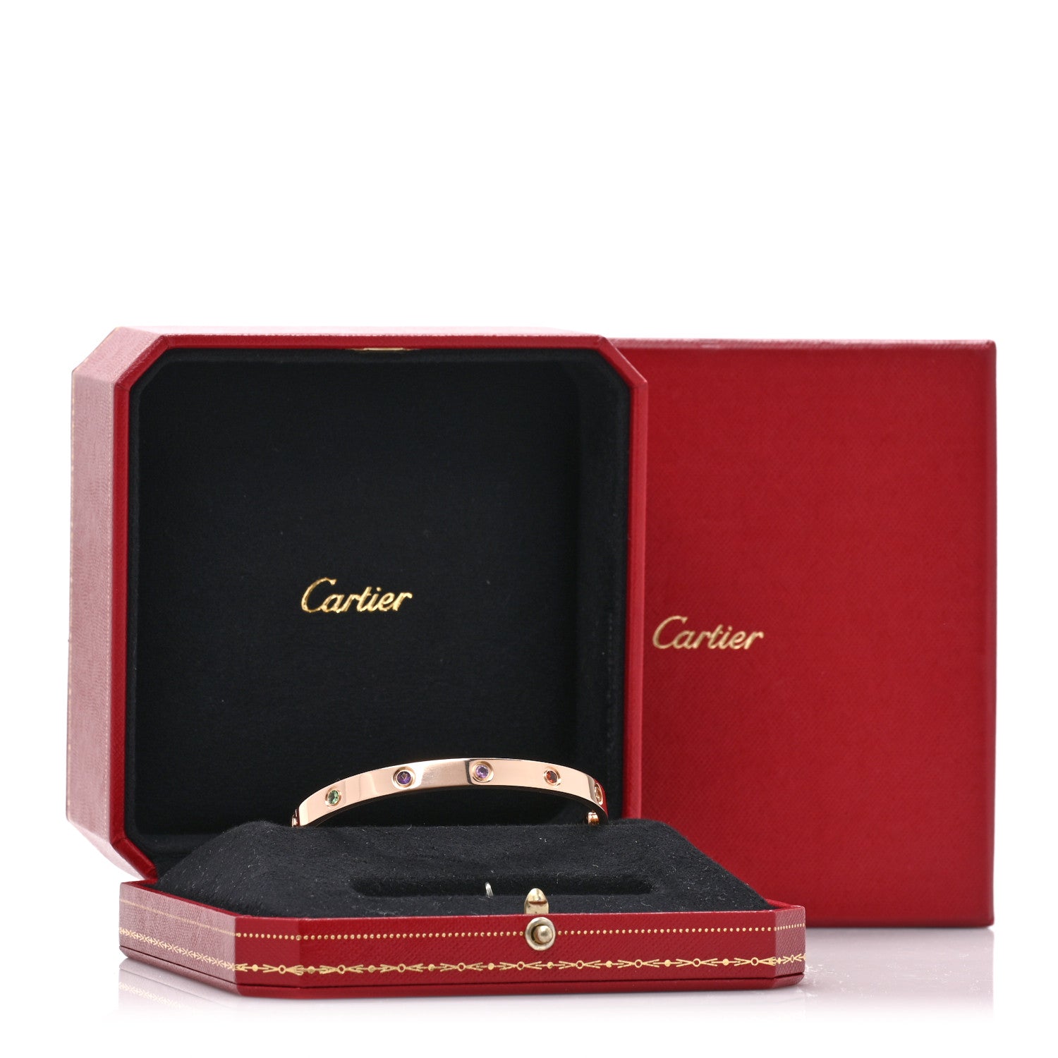 Cartier 18K Pink Gold Sapphire Garnet Amethyst LOVE Bracelet 19 16 of 16