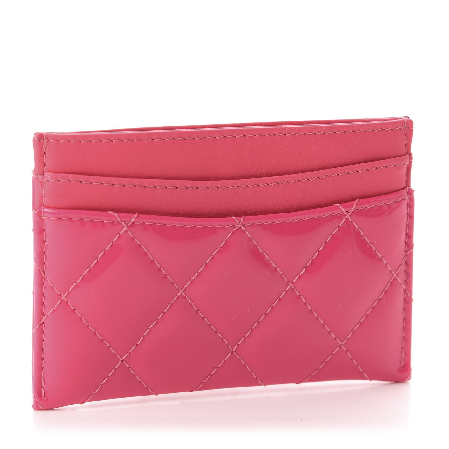 Patent Quilted Card Holder Pink