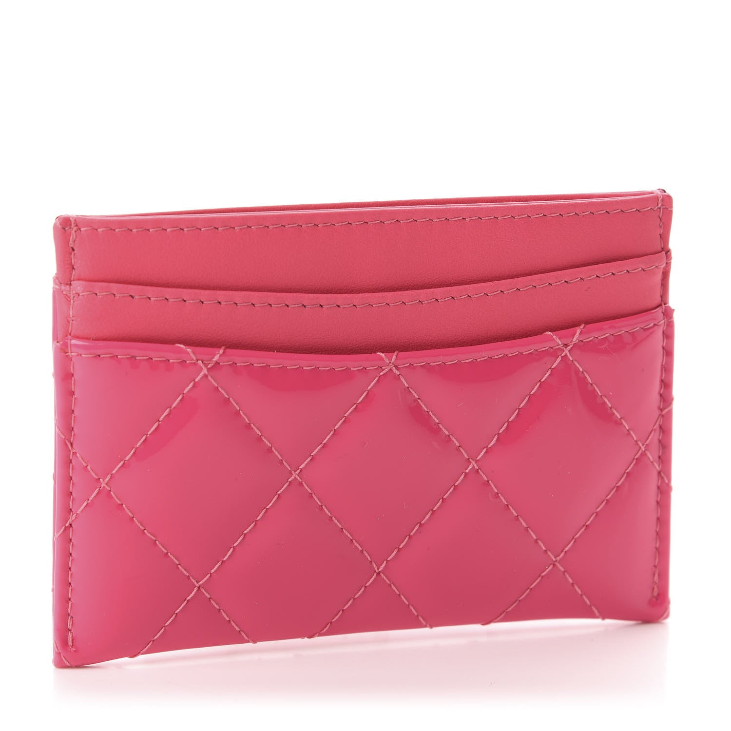 Chanel Patent Quilted Card Holder Pink 3 of 9