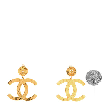 Chanel Metal Large Paris Button Earrings Gold 2 of 5
