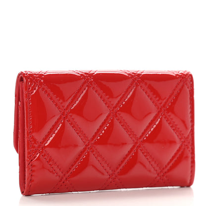 Chanel Patent Quilted Double Stitched Flap Card Holder Red 3 of 8