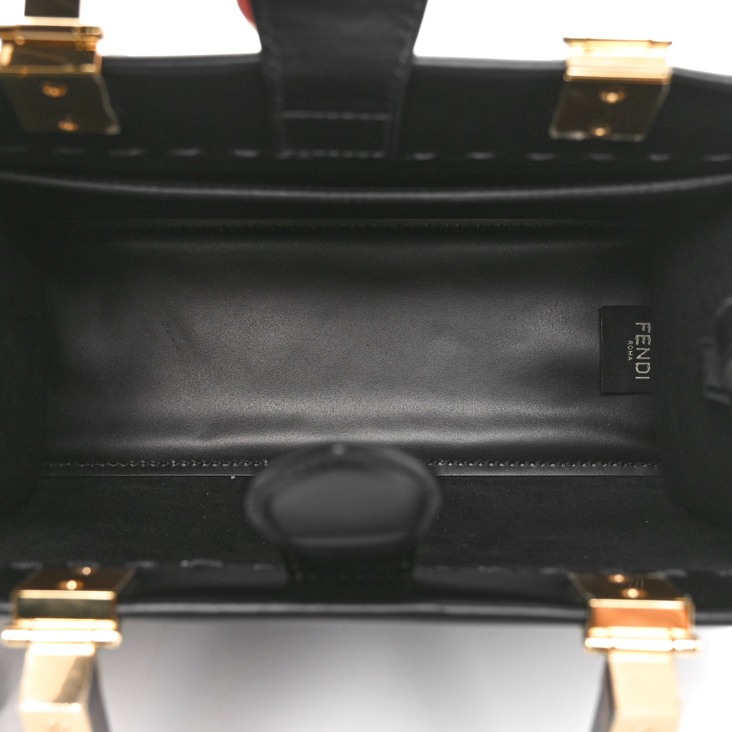 Fendi Vitello King Plexiglass Logo Embossed Small Fendi Sunshine Shopper Tote Black 5 of 10