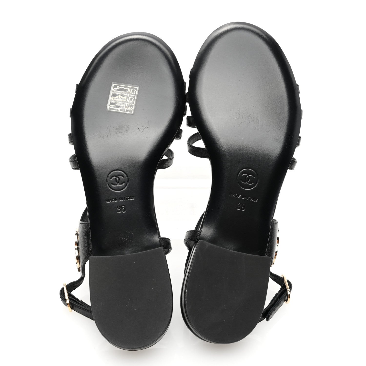 Chanel Lambskin CC Flat Sandals 36 Black 5 of 9