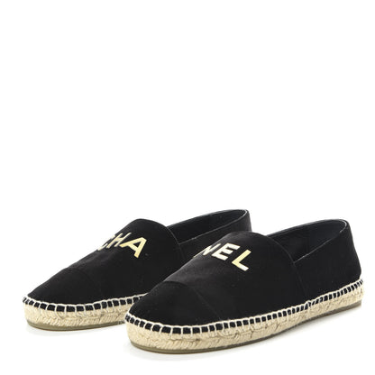 Chanel Velvet Logo Espadrilles 39 Black 3 of 8