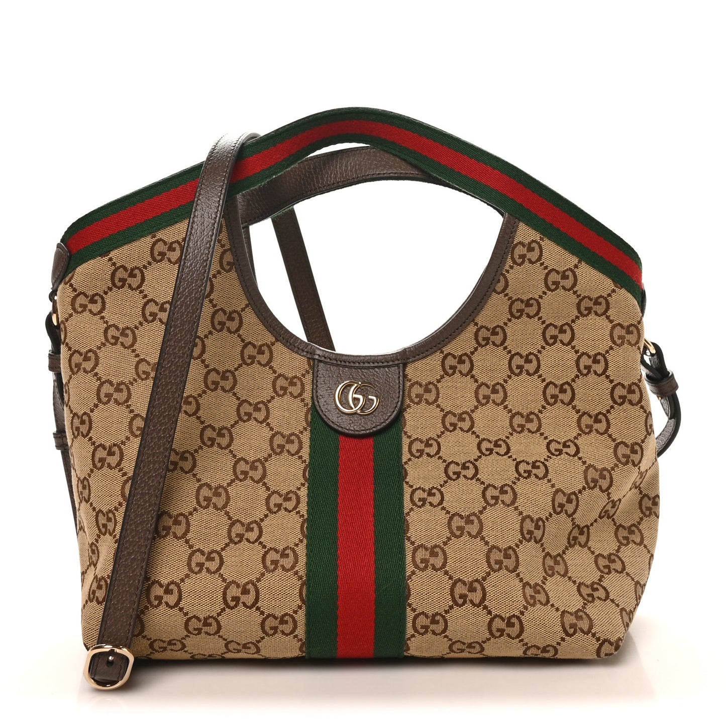 Monogram Web Small Giglio Tote Beige Dark Brown