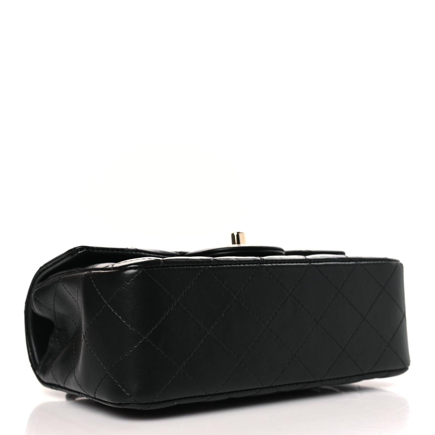 Lambskin Quilted Mini Top Handle Rectangular Flap Black