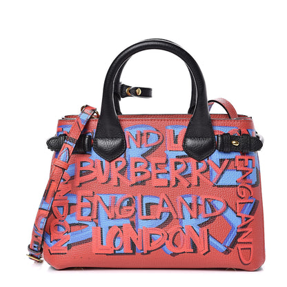 Burberry Grainy Calfskin Graffiti Print Small Banner Tote Black 1 of 11