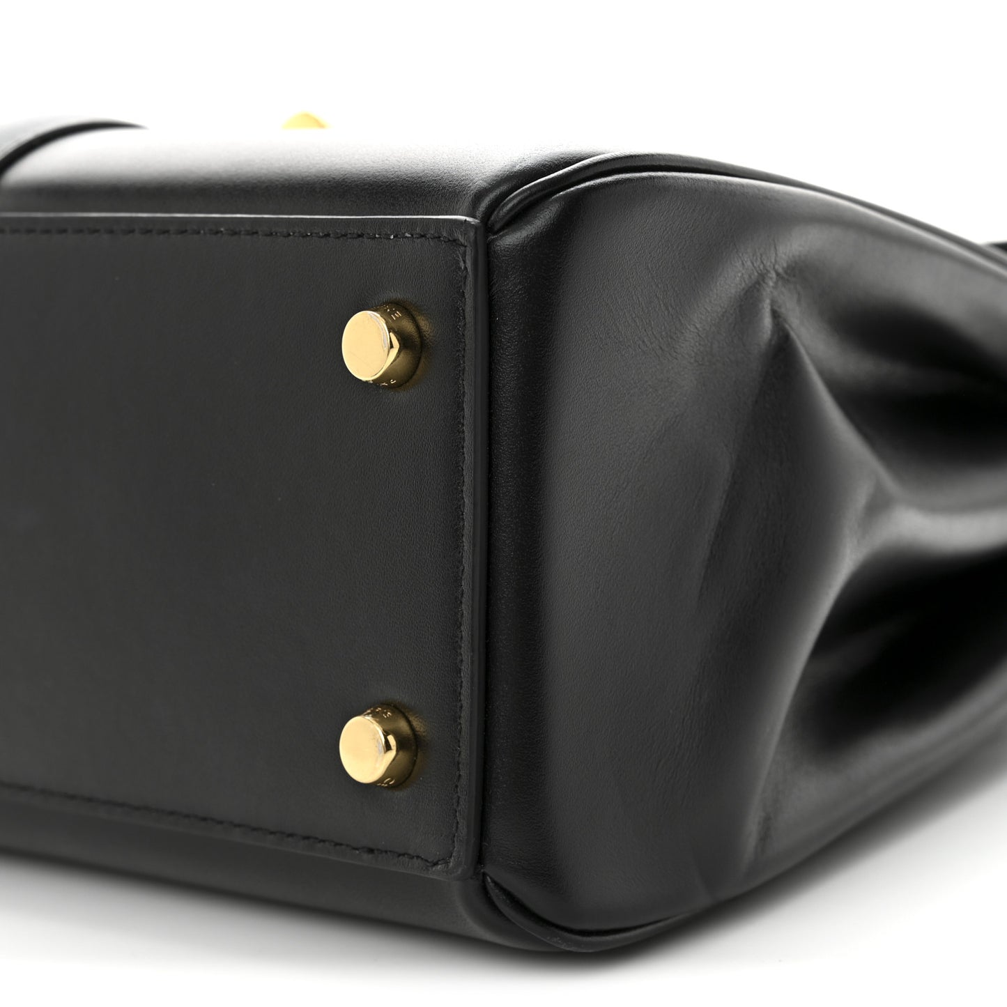 Satinated Calfskin Small 16 Top Handle Bag Black