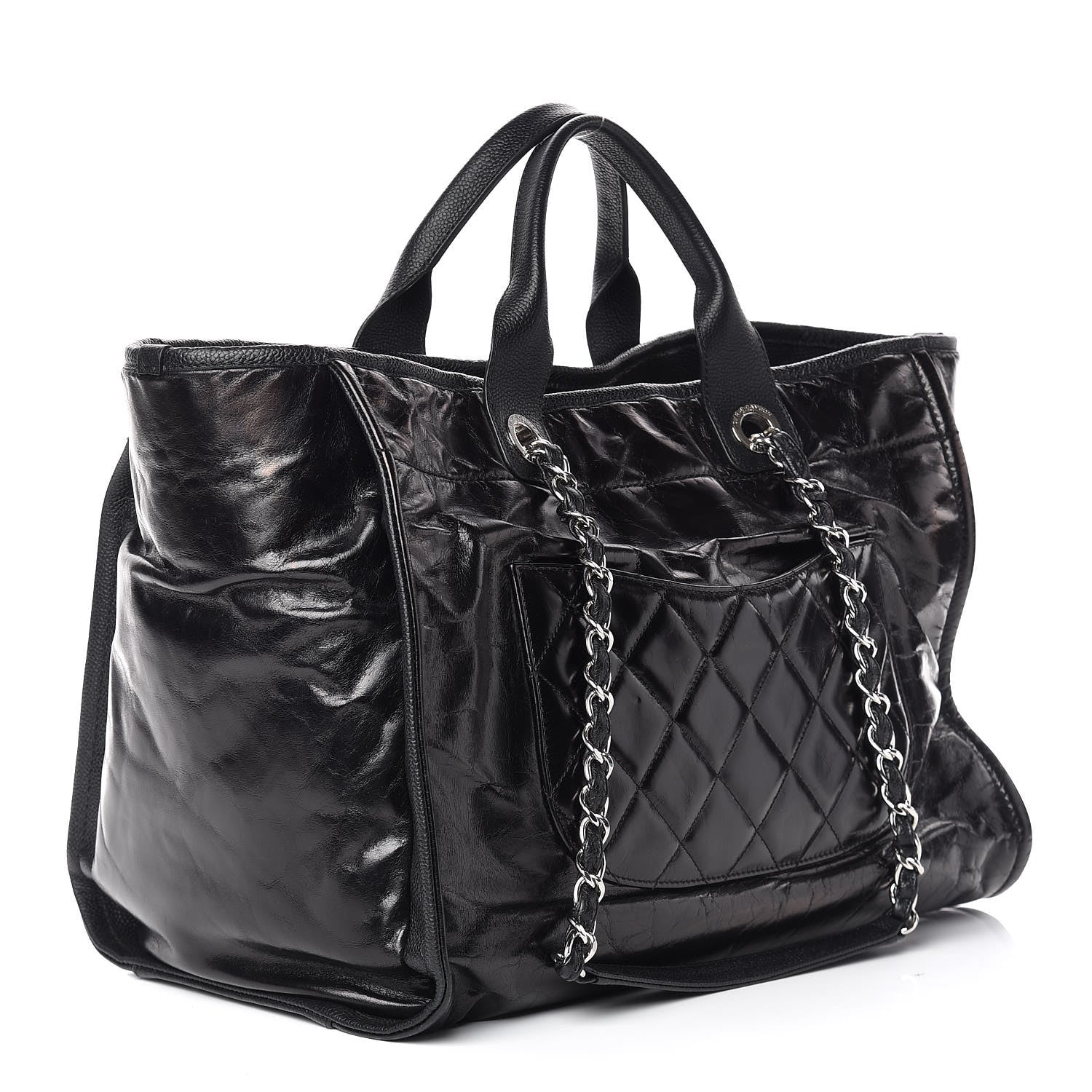 Chanel Glazed Calfskin Large Deauville Tote Black 4 of 12