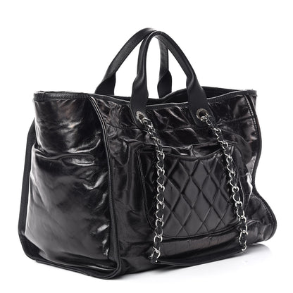 Chanel Glazed Calfskin Large Deauville Tote Black 4 of 12