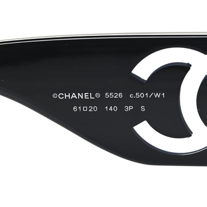 Chanel Acetate Polarized Rectangle Sunglasses 5526 Black 5 of 7