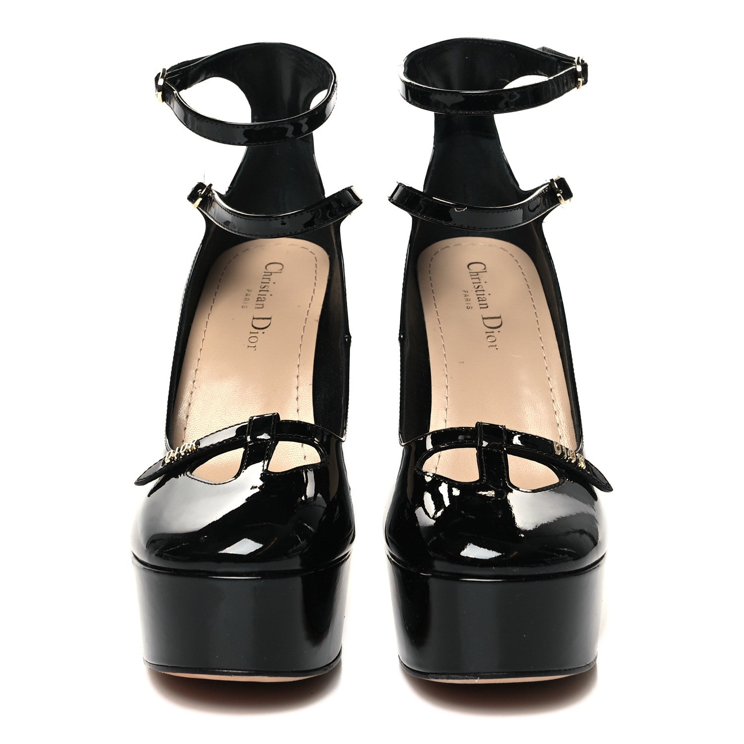 Christian Dior Patent Calfskin Aime Ankle Sandals 38 Black 2 of 9