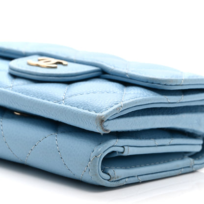 Chanel Caviar Quilted Double Flap Wallet Light Blue 9 of 10
