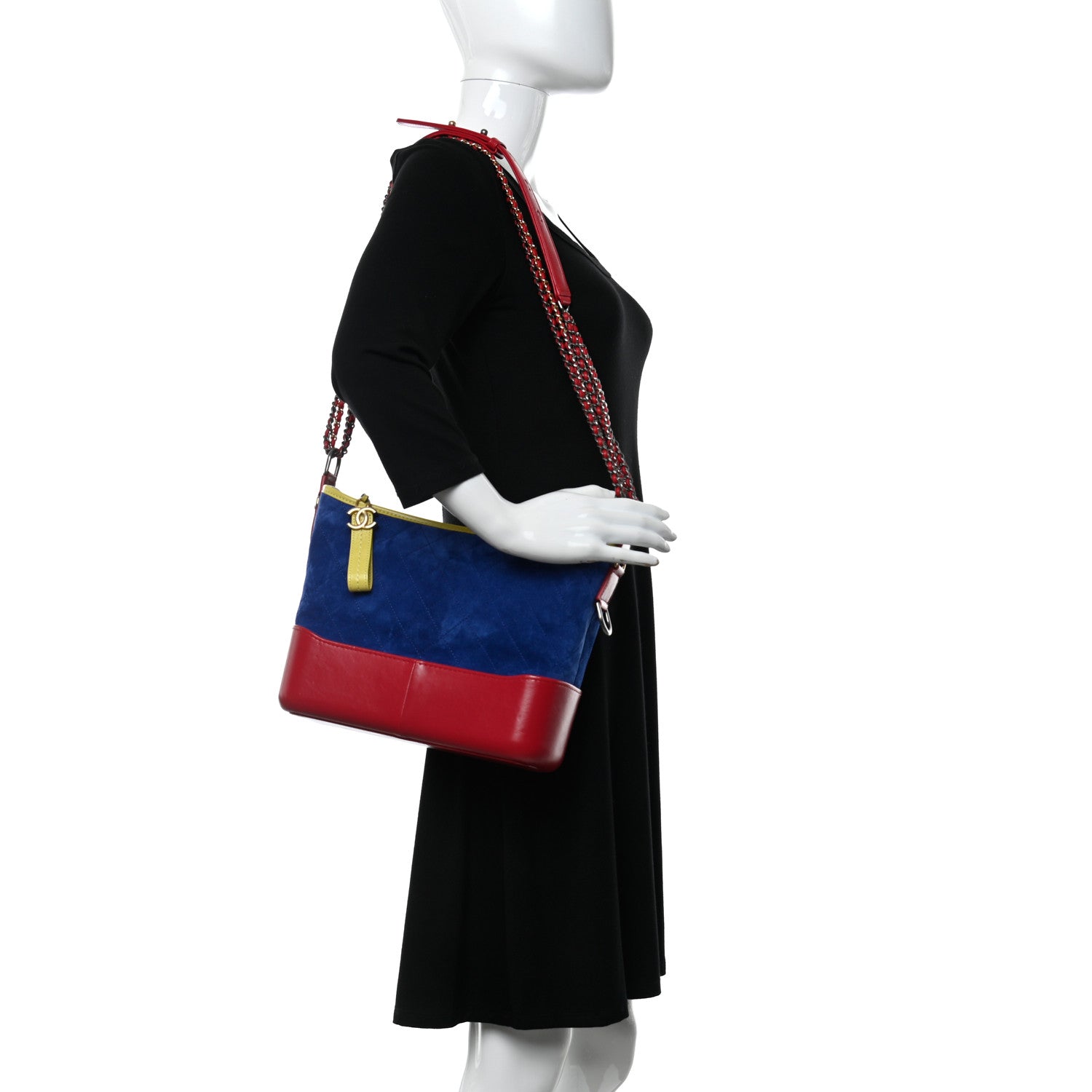 Chanel Suede Calfskin Quilted Medium Gabrielle Hobo Red Blue Yellow 2 of 11