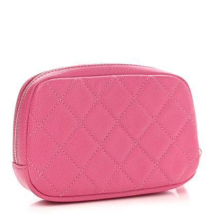 Chanel Caviar Quilted Small Curvy Pouch Cosmetic Case Pink 3 of 8