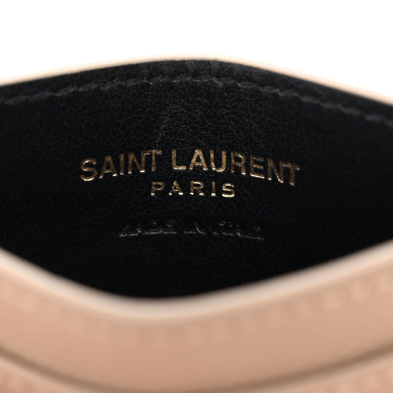 Saint Laurent Grain De Poudre Matelasse Chevron Monogram Credit Card Case Dark Beige 6 of 8