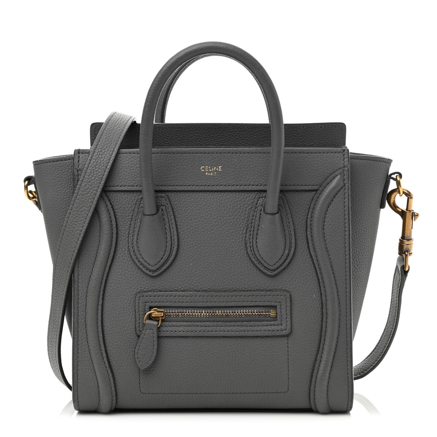 Baby Drummed Calfskin Nano Luggage Kohl