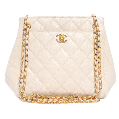 Chanel Caviar Quilted Small Chain Shoulder Bag White 1 of 8