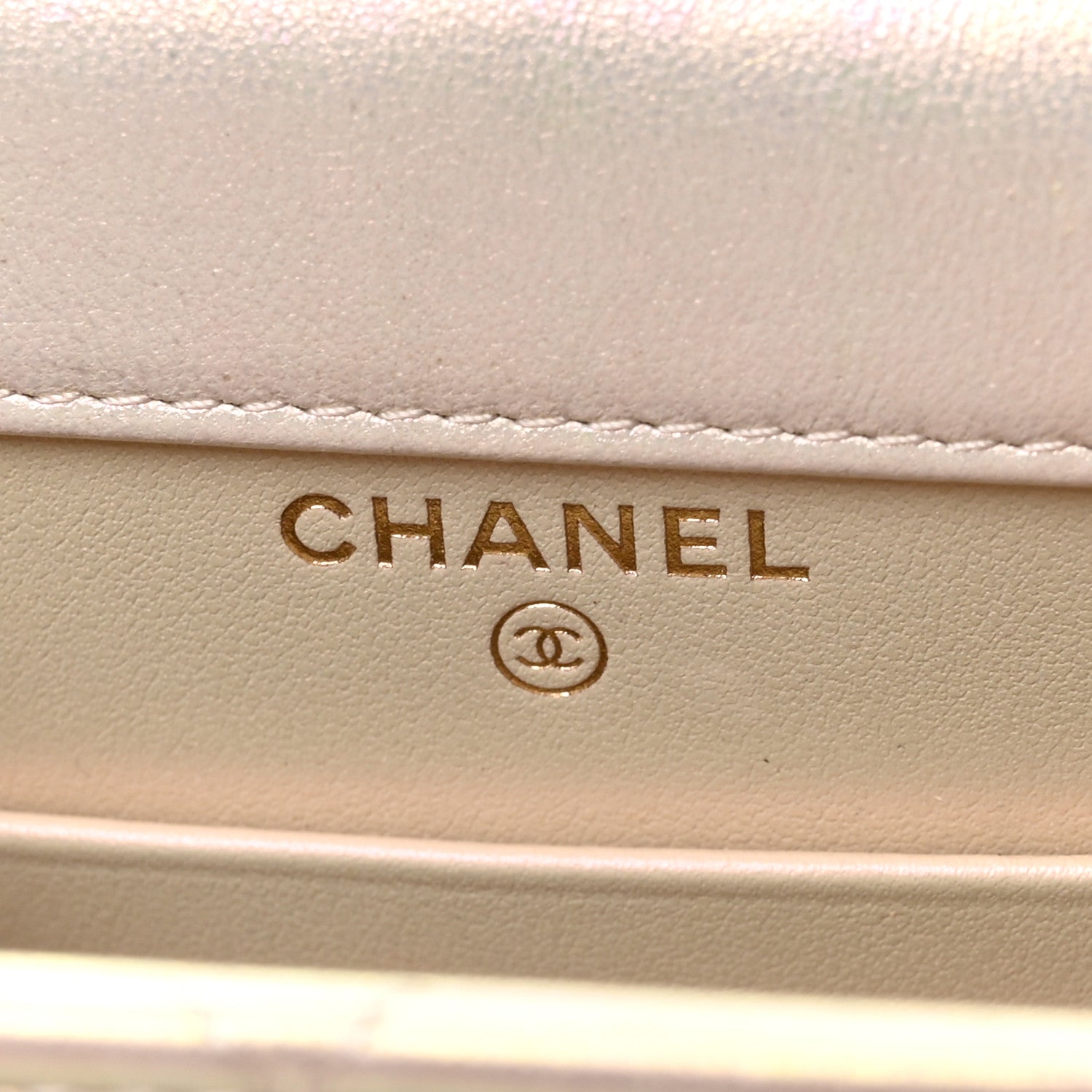 Chanel Iridescent Lambskin Quilted CC Phone Holder Ivory 6 of 12