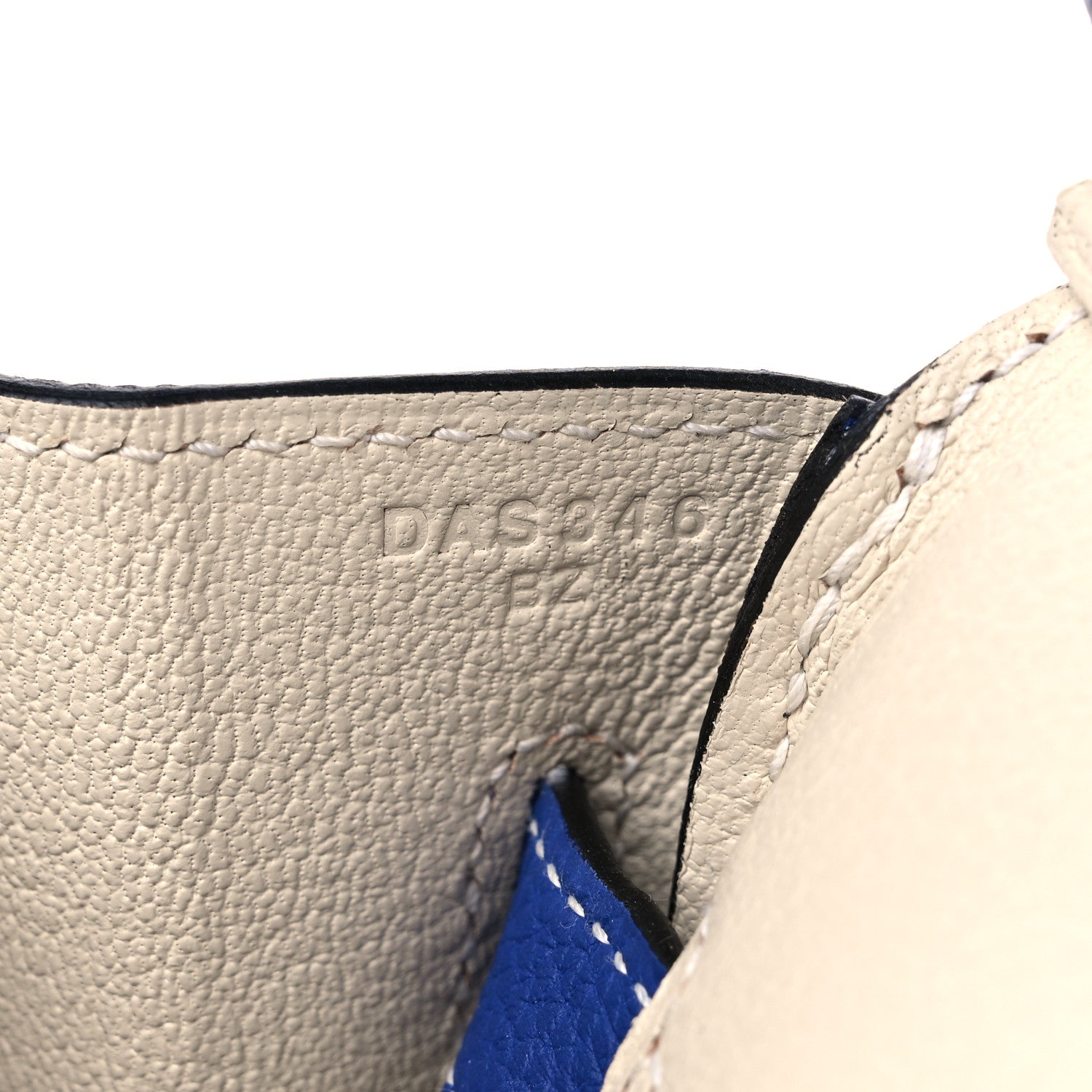 Hermes Togo Bi-Color Horseshoe Birkin 30 Bleu Electrique Craie 7 of 12