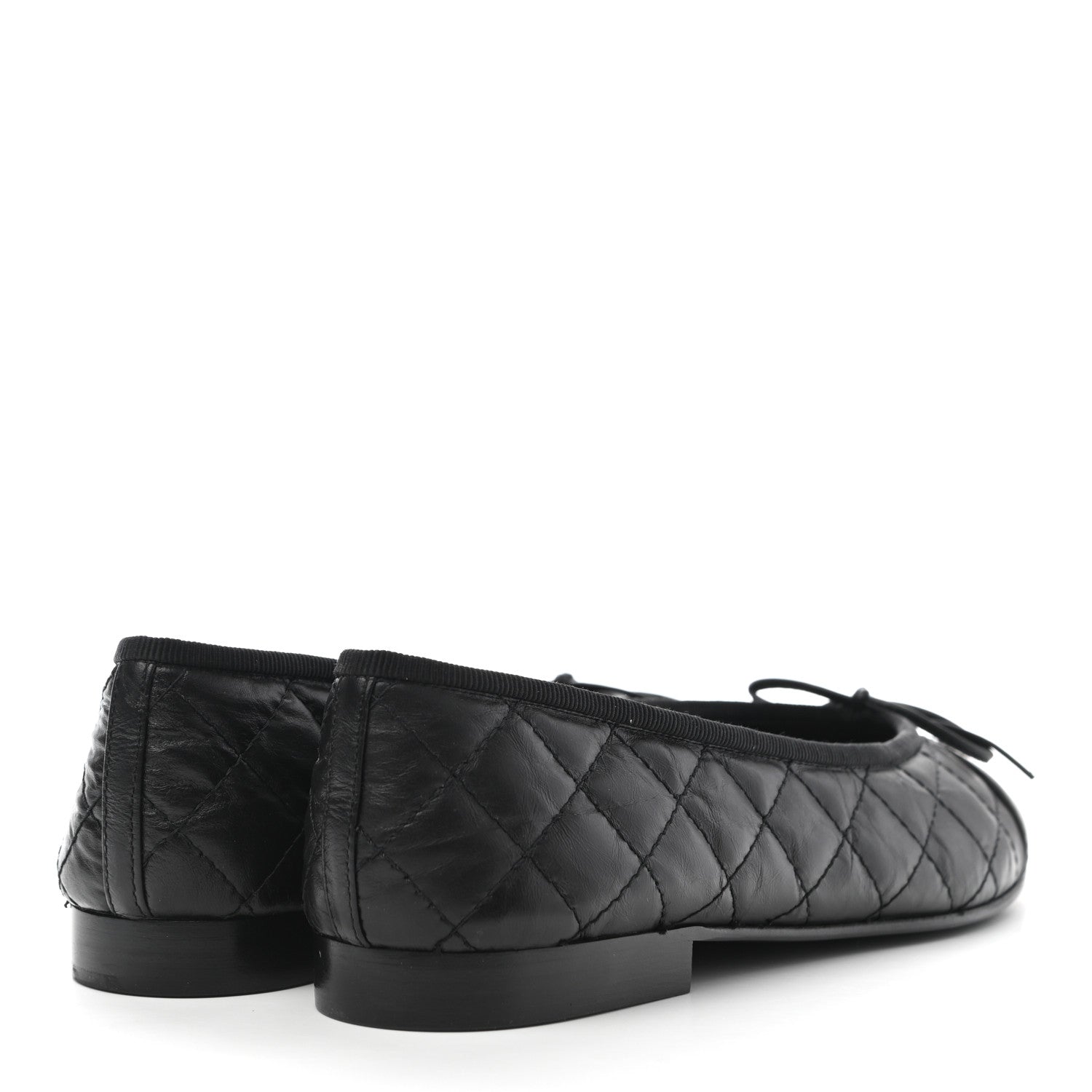Chanel Aged Calfskin Quilted CC Cap Toe Ballerina Flats 38 Black 4 of 8