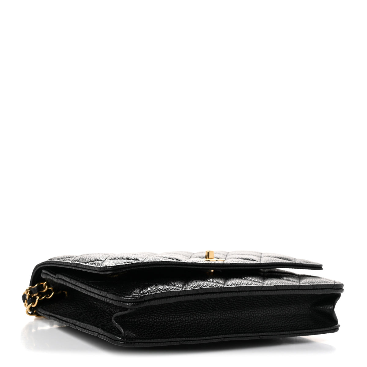 Caviar Quilted CC Turnlock Wallet On Chain WOC Black